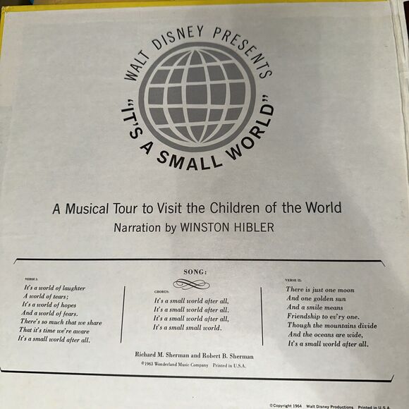 Walt Disney It's A Small World Book & LP Record Disneyland 3925 - Picture 7 of 16